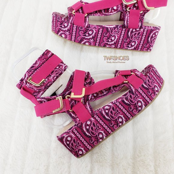 Fuchsia Pink Paisley Bandanna 2" harness strap shoes Comfy Pink Bandana - Picture 12 of 12